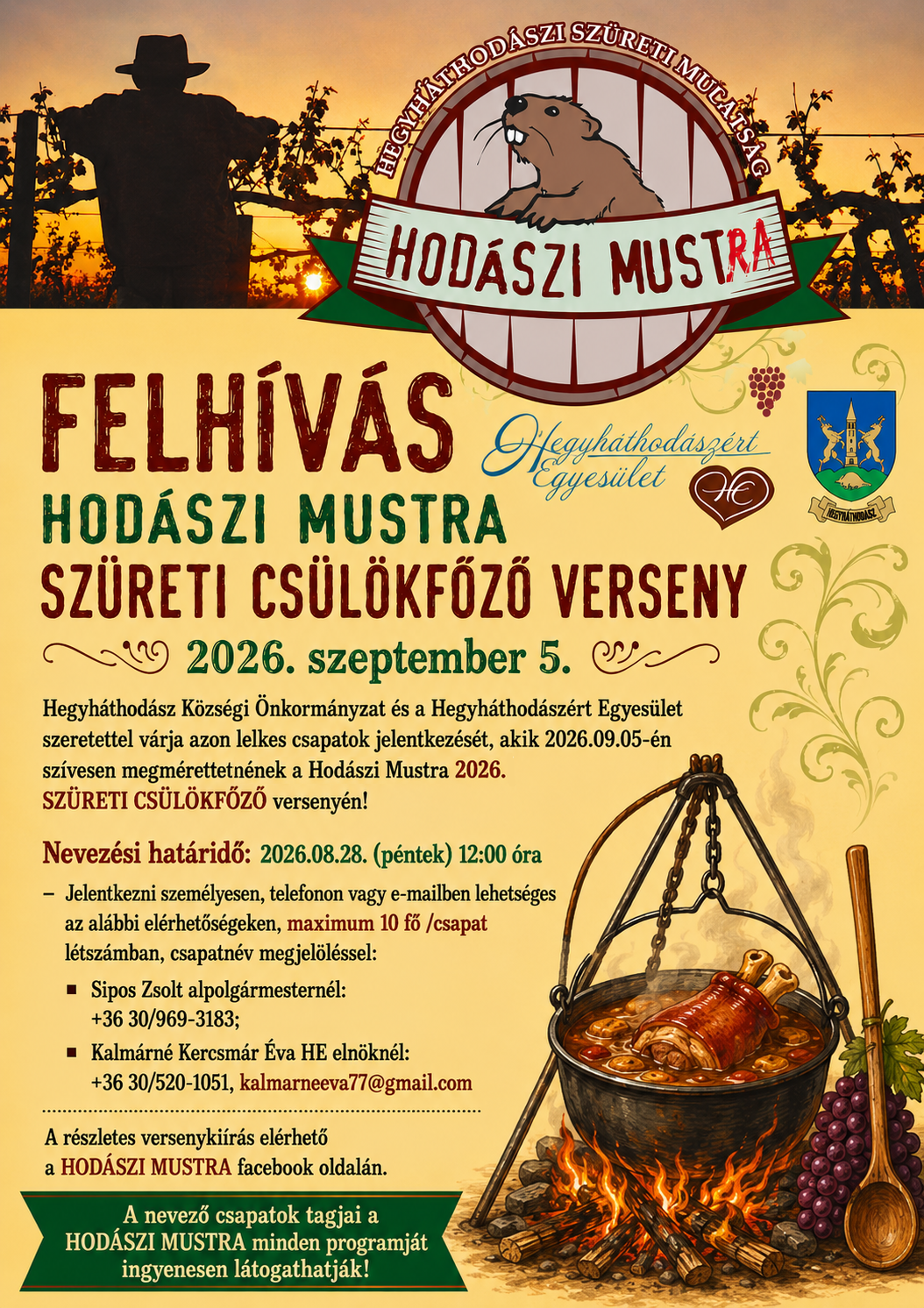 HODÁSZI MUSTRA 2026. SZÜRETI CSÜLÖKFŐZŐ VERSENY