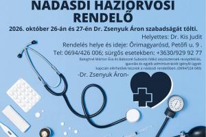 Szabadságon a háziorvos 2026.10.26- 10.27-ig