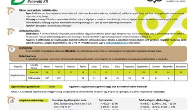 Hulladéknaptár 2026